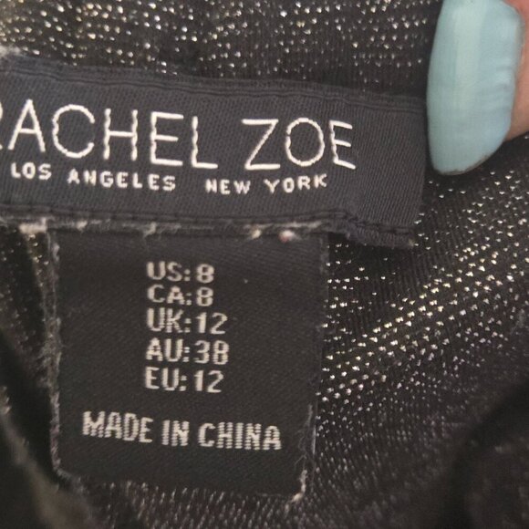 Rachel Zoe Black Silver Shimmer Wide Leg Party Night Out Pants Size 8 - Picture 6 of 7